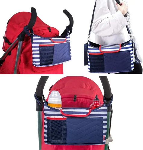 Miniatura 7 de Organizador de cochecito de bebé 2 en 1, bolsa de almacenamiento de silla de paseo para niños, bolsa de almacenamiento multifunción para niños