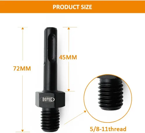 Miniatura 2 de BGTEC Adaptador de taladro de núcleo 5/8 "-11 rosca macho a SDS Plus vástago para taladro de martillo, perforación de núcleo de taladro de martillo