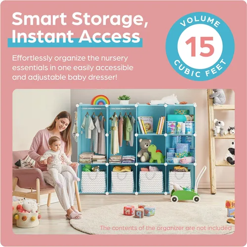 Miniatura 2 de CUBEDIY Organizador de Armario para Bebé para Guardería - Armario Ropero Duradero para Bebé para Closet - Estantes de Cómoda Personalizables