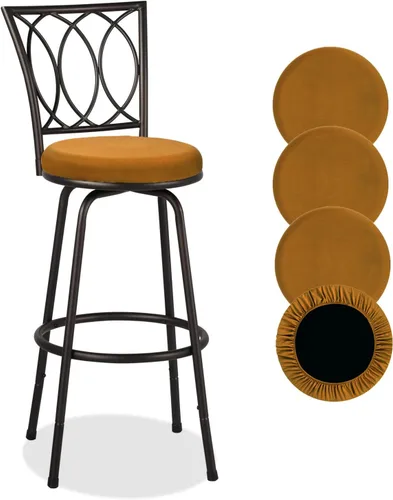 Miniatura 20 de Deisy Dee 4 fundas de asiento redondas para taburetes de bar, fundas elásticas para sillas redondas de 13 a 16 pulgadas (naranja)
