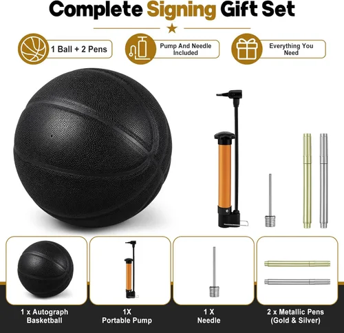 Miniatura 3 de Hiboom Autograph - Baloncesto firmado con bomba de aire, memorabilia, para premio, trofeo, banquete, senior, noche, hitos nocturnos, entrenador