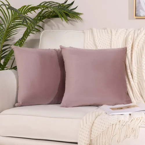 Miniatura 17 de Stellhome - Juego de 2 fundas de almohada de terciopelo Rosa claro