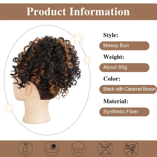 Miniatura 2 de Extensión de cola de caballo rizada con cordón para mujeres negras, extensión de cola de caballo con cordón, extensiones de cabello rizado