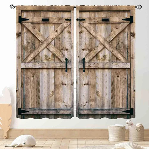 Miniatura 7 de Cortinas de puerta de granero, cortinas de madera rústica de granja, cabina de madera, tablón de madera, puerta de garaje de madera de granero
