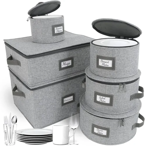 Miniatura 16 de HOMELUX THEORY 8 piezas de contenedores de almacenamiento de porcelana de carcasa dura, almacenamiento de tazas, copas de vino, utensilios
