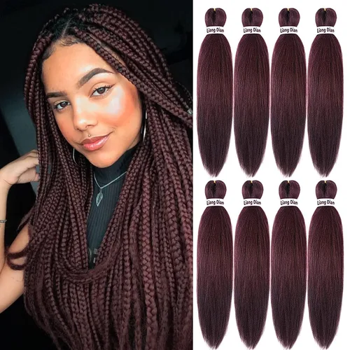 Miniatura 22 de Liang Dian Cabello para hacer trenzas, Cabello estirado para hacer trenzas, 12 pulgadas, 8 paquetes, color ombre púrpura, para sellar en agua