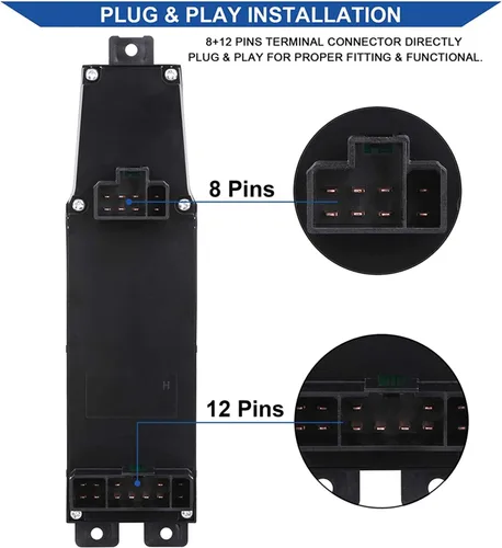 Miniatura 5 de Obaee Botón y bisel del interruptor de control de la ventana eléctrica (lado del conductor) y bisel de la ventana (lado del pasajero) compatible