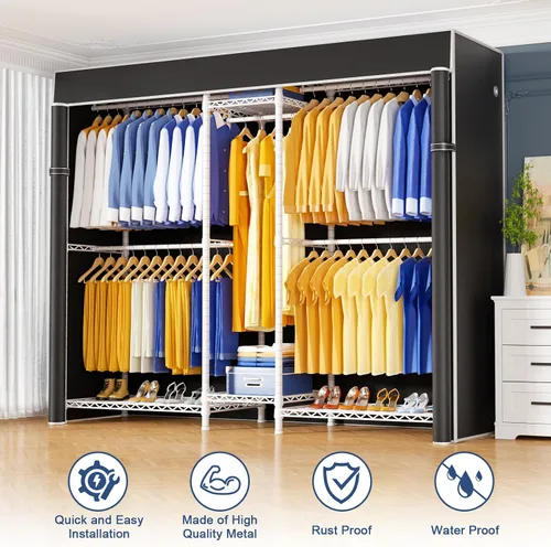 Miniatura 5 de Ulif E12C - Sistema organizador de armario de servicio pesado, estantes de ropa independientes para colgar ropa, perchero ajustable de 71 pulgadas