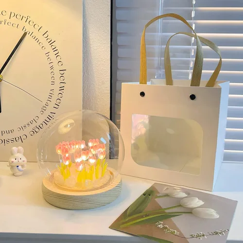 Miniatura 3 de Luz nocturna de tulipán hecha a mano, decoración de tulipanes para dormitorio, luz de sueño, atmósfera, simulación, flores, regalo de cumpleaños 20
