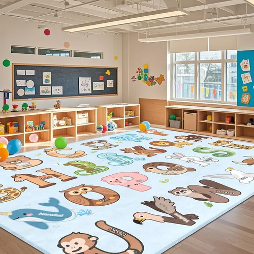 Miniatura 18 de Alfombras infantiles para sala de juegos, alfombra ABC de 2.5 x 4 pies para niños pequeños, alfombra de aprendizaje educativo, alfombra