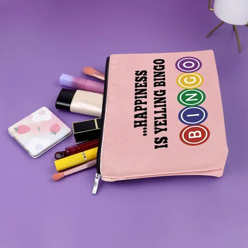 Miniatura 6 de Sazuwu Bolsa de maquillaje de regalo para amantes del bingo, Negro & Rosado