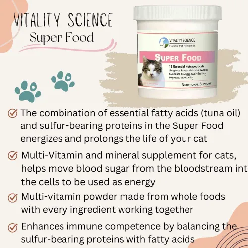 Miniatura 2 de Vitality Science Súper alimento para gatos Suplemento multivitamínico y mineral de alta potencia Aumenta la energía y la vitalidad 100%