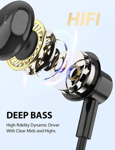 Miniatura 3 de Auriculares con cable para Apple Lightning con certificación MFi con puntas anticaída, magnéticos más grandes, auriculares con cable para iPhone 14