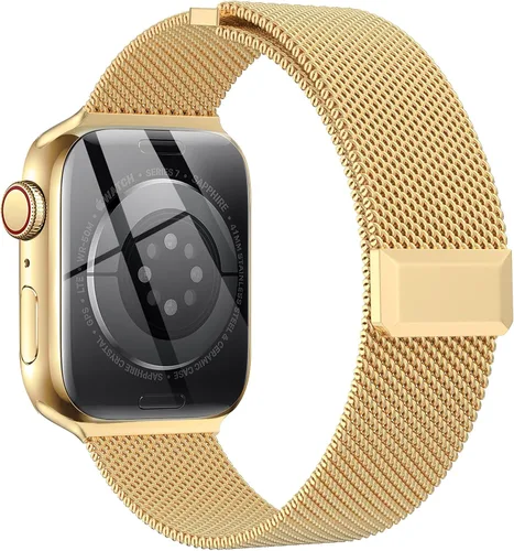 Miniatura 10 de EPULY Compatible con Apple Watch Band de 1.496 pulgadas, 1.575 pulgadas, 1.614 pulgadas, 1.654 pulgadas, Series 10 11, correas de malla de acero