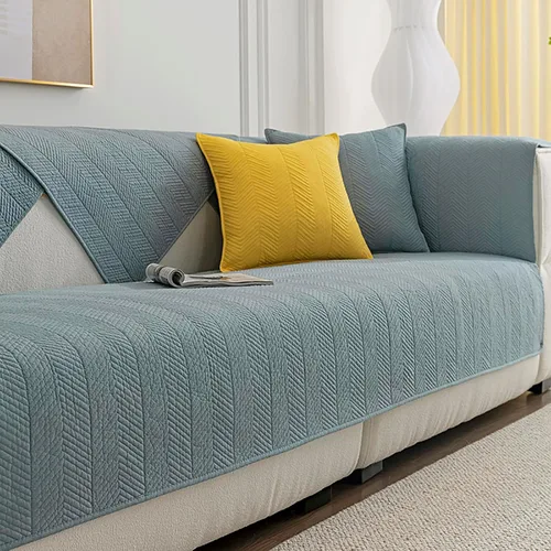 Miniatura 13 de Funda de sofá de color liso, funda acolchada de algodón suave para sofá modular, antideslizante, lavable, protector de muebles para sala de estar