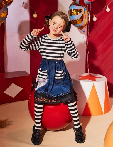 Miniatura 2 de Arshiner Vestido de manga larga de color sólido casual con bolsillo para niñas pequeñas