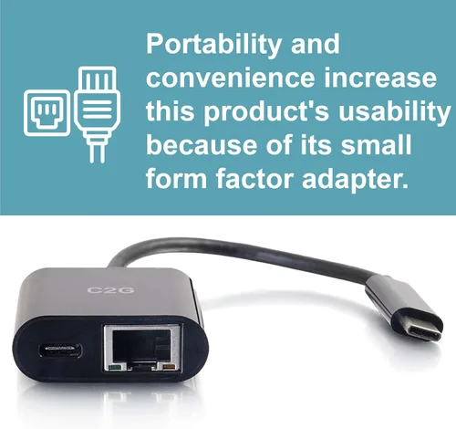 Miniatura 3 de C2G 29749 Adaptador USB C y adaptador Ethernet con alimentación, negro