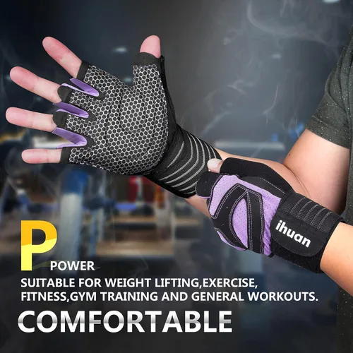 Miniatura 3 de ihuan - Guantes de entrenamiento con ventilación, unisex, protección completa de la palma de la mano; para levantamiento de pesas, entrenamiento