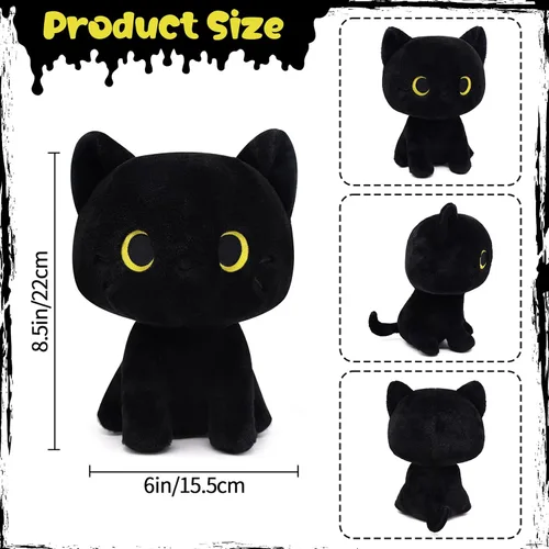 Miniatura 3 de Juguetes de peluche de gato negro LSYDCARM 8inch Cat Stuffed Animals for Girls, Kawaii Cat Plushie Soft Cuddle Plushies Pillow, Birthday Gift for