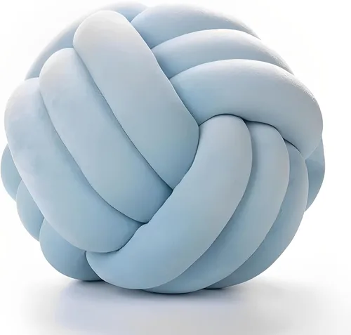 Miniatura 20 de Almohada redonda de nudo para decoración de habitación de niños, juguetes de peluche para aliviar el estrés (menta, 11 pulgadas/11.0 in)