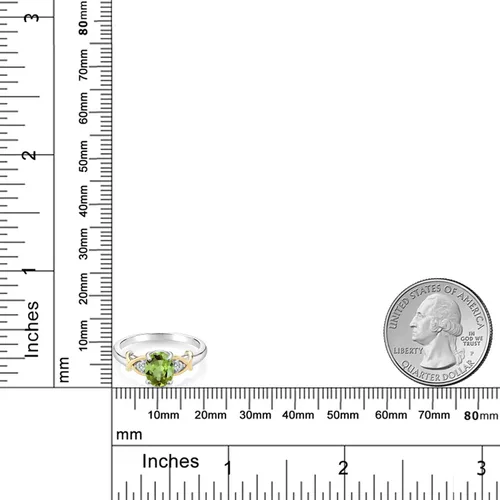 Miniatura 105 de Anillo de compromiso de oro amarillo de 10 quilates y plata 925 con piedra natal y diamantes cultivados en laboratorio para mujer, ovalado de 0.315