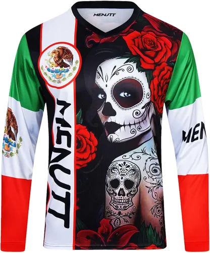 Miniatura 2 de MENUTT Camiseta de ciclismo de montaña para hombre, manga larga, MTB Off-Road México, camisetas de descenso y motocross