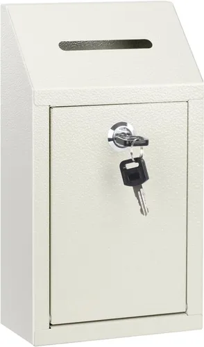 Miniatura 11 de KYODOLED Caja de sugerencias con candado y 50 tarjetas de sugerencia gratis, boleta de metal montada en la pared, caja de donación y colección