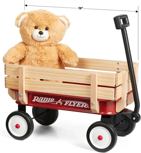 Miniatura 8 de Radio Flyer Mini vagón de acero y madera para niños, vagón de juguete de 19 pulgadas para niños de 1.5 años en adelante, versión de tamaño de juego