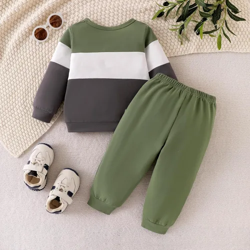 Miniatura 71 de Ropa de otoño e invierno para bebé, trajes de niño pequeño, sudadera de manga larga, sudadera de retazos y pantalones, 2 piezas, 12 meses a 5 años