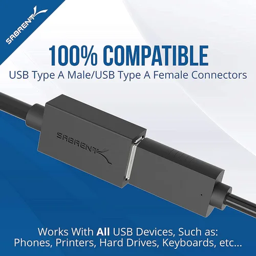 Miniatura 3 de SABRENT Cable de extensión USB 3.0 22AWG - A-Macho a A-Hembra [Negro] 10 pies (CB-3010)