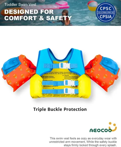 Miniatura 2 de AEOCOO Flotador Saltador de Charco 20-30-50-60-70 Libras, Chaleco de Natación para Niños Pequeños de 1-3-5-6-9 Años, Flotadores de Piscina