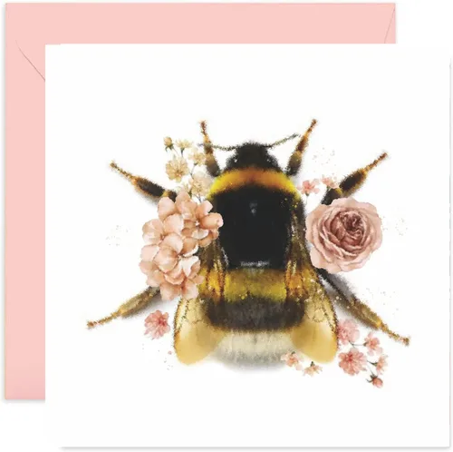 Old English Co. - Tarjeta de cumpleaños de vida silvestre cuadrada con diseño floral botánico de abejorros, adecuada para amigos y familiares,