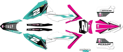 Miniatura 4 de Kit de gráficos para KTM Enduro 2-Stroke 125XC, 250XC y 300XC (2023) Razor Series Cyan 21 Mil - Adhesivo para moto Dirt Pit Bike - Adhesivo para Cian