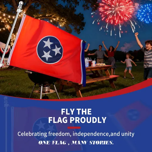 Miniatura 8 de Bandera de Tennessee de 3 x 5, bandera del estado de Tennessee para exteriores, técnica de bordado, resistente al desgarro, rayas cosidas y ojales