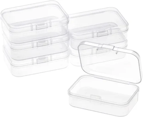 Miniatura 9 de Paquete de 6 Contenedores de Almacenamiento de Plástico Transparente Rectangulares Pequeños Caja Estuche con Tapa con Bisagras Organizador