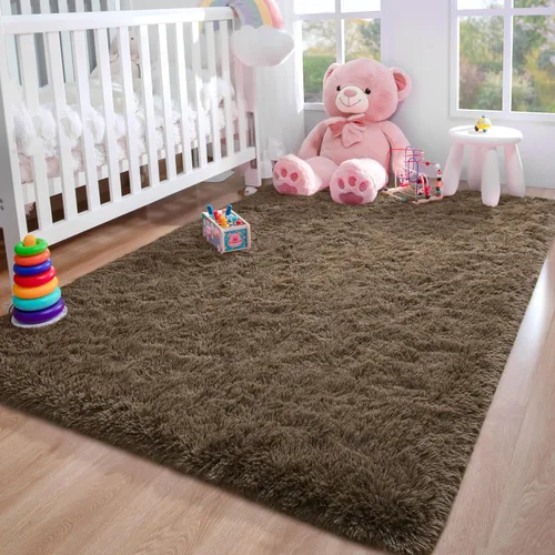 Miniatura 48 de Foxmas - Alfombra para centro de habitación, esponjosa y ultrasuave, para dormitorio, habitación de los niños, habitación del bebé, afelpada, Azul