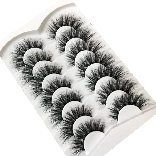 Miniatura 665 de Pooplunch - Pestañas postizas finas de visón sintético, estilo ojo de gato, naturales, cruzadas, tipo racimo, efecto 8D de volumen, tiras