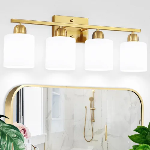 Miniatura 10 de Luz de baño de níquel cepillado, Luz de tocador de baño de 2 luces de níquel cepillado, Lámpara de tocador con pantallas de vidrio esmerilado blanco
