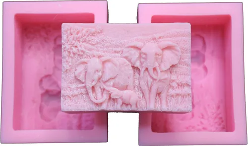 Miniatura 2 de Paquete de 2 moldes de silicona para jabón natural para el cuidado de la piel, jabón de arte y productos de aromaterapia (elefante)