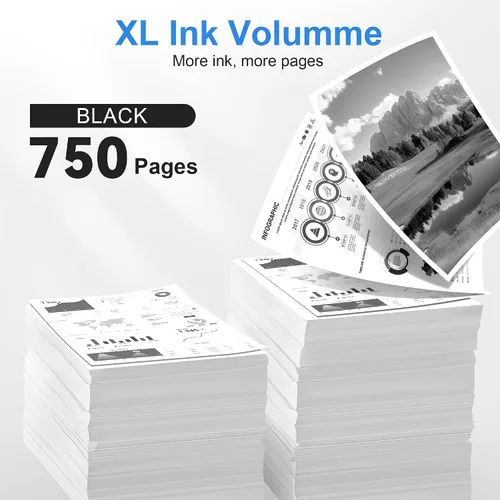 Miniatura 3 de Paquete combinado de cartuchos de tinta negra 65XL para HP Ink 65XL 65 funciona con HP Envy 5055 5000 5052 5010 5070 5014 5052 5058 Deskjet 3755