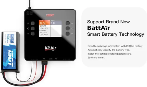 Miniatura 5 de ISDT Cargador de batería K2 Air Lipo descargador 2-6S AC 200W DC 500Wx2 20A Cargador inteligente de doble canal para la vida Lilon LiHv NiMH RC