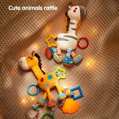 Miniatura 5 de TUMAMA - Juguetes colgantes, sonajero de peluche de 16 pulgadas, juguetes de cochecito de asiento de automóvil, paquete de 2, recién nacido - 12