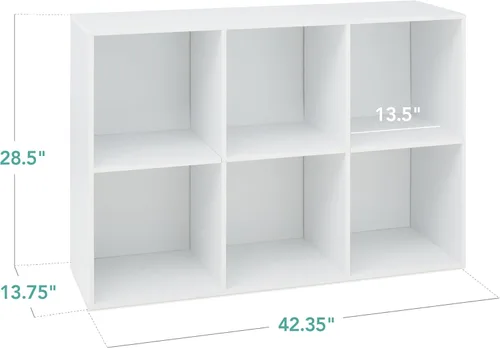Miniatura 2 de Best Choice Products Organizador de almacenamiento de 6 cubos, apertura de estante de 13.5 pulgadas, estantería, estante de exhibición, Blanco