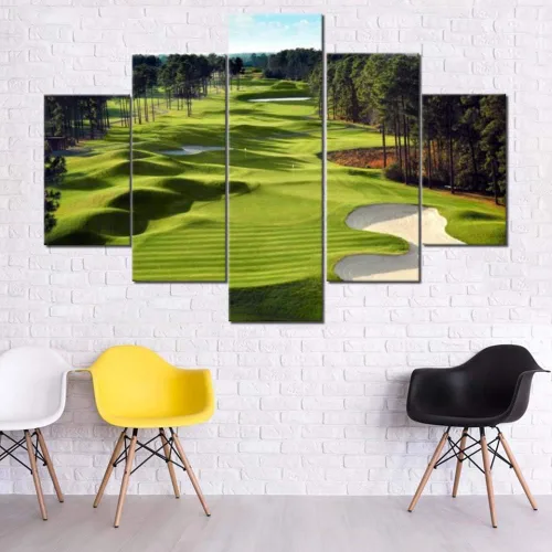 Miniatura 28 de Piezas de golf para decoración de pared, pinturas en blanco y negro, arte de pared para sala de estar, golf, deportes, obras de arte de 5 piezas