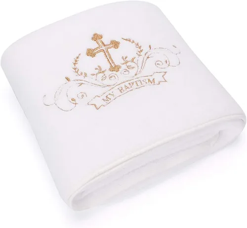 Miniatura 5 de Manta de Bautizo para Bebé Mi Bautizo Dedicación Blanca con Cruz Bordada Manta de Recepción Premium Suave Cálida y Acogedora de Lana de Coral