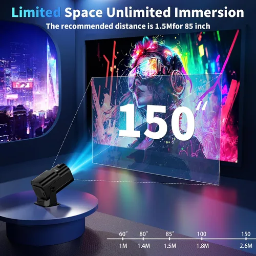 Miniatura 7 de [Proyector 2026 actualizado] Mini proyector compatible con 4K 1080P Keystone automático 270° giratorio con WiFi 6 y Bluetooth 5.2 proyector portátil