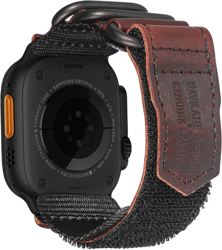 Miniatura 9 de Compatible with Apple Watch Band,Rugged Replacement Leather Nylon Strap With Three Buckle Loop Design For iWatch Ultra 3/2/1, Series