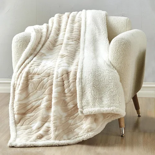 Miniatura 17 de Elegant Comfort Manta de Sofá Reversible de Sherpa Sólida, Manta para Todas las Estaciones - Súper Suave, Acogedora y Afelpada - Manta Decorativa