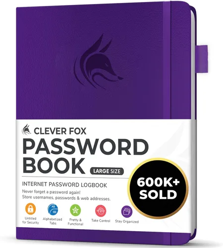 Miniatura 14 de Clever Fox - Libreta de contraseñas con pestañas alfabéticas, organizador de direcciones de Internet, tamaño grande, para inicios de sesión en Azul