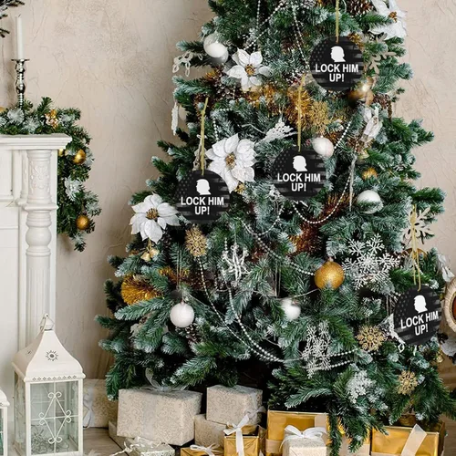Miniatura 4 de Lock Him Up Anti Donald Trump Adornos de cerámica Decoración colgante personalizado Adorno colgante de Navidad para decoración del hogar